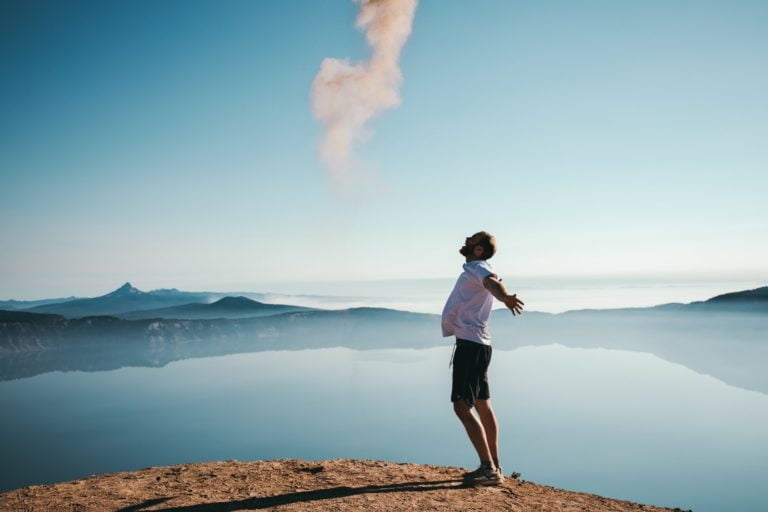 a man standing on a beach