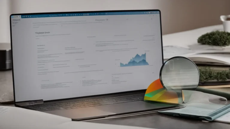 a laptop with a bright screen showing a graph and a magnifying glass on top of a document with the title “seo strategies.”