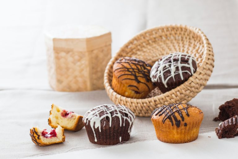 a basket of muffins