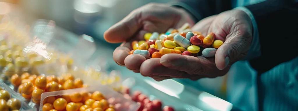 a professional business person showcasing a variety of peptide products tied to an anchor for sale online.