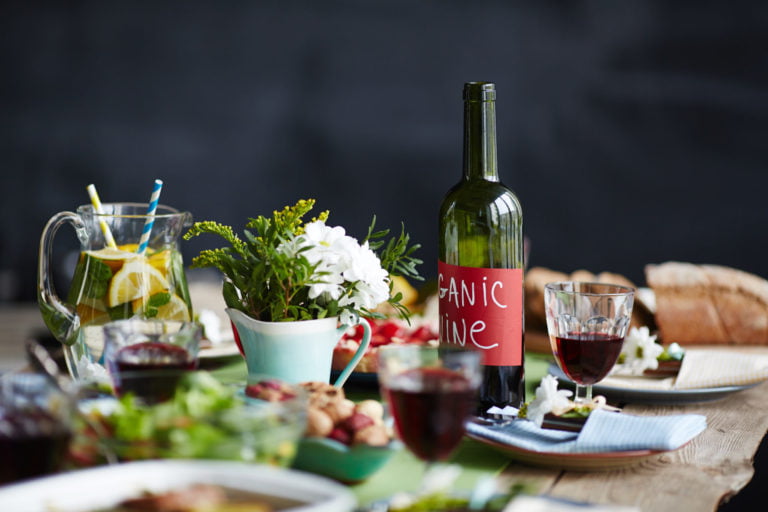 Dinner with organic wine