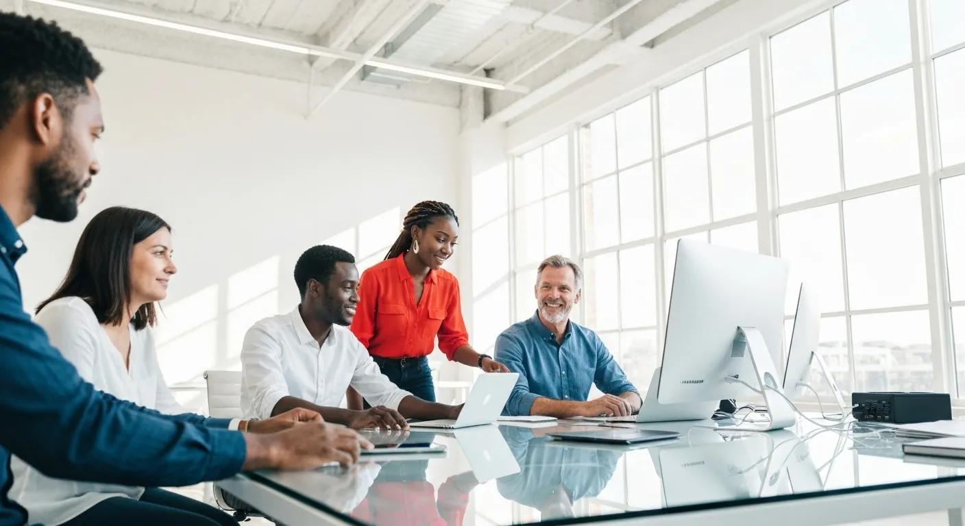 A marketing professional expertly utilizing AI-driven press release software to boost agency efficiency and campaign outcomes.