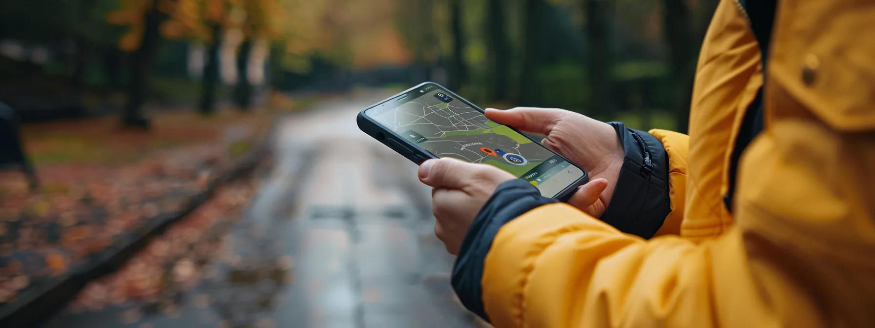 a person using their smartphone to set up a safety zone on a pet gps tracker app.