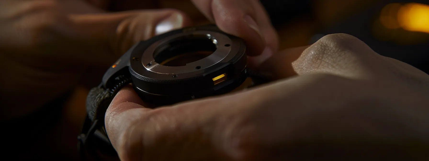 a gps tracker being carefully removed from a collar for charging.