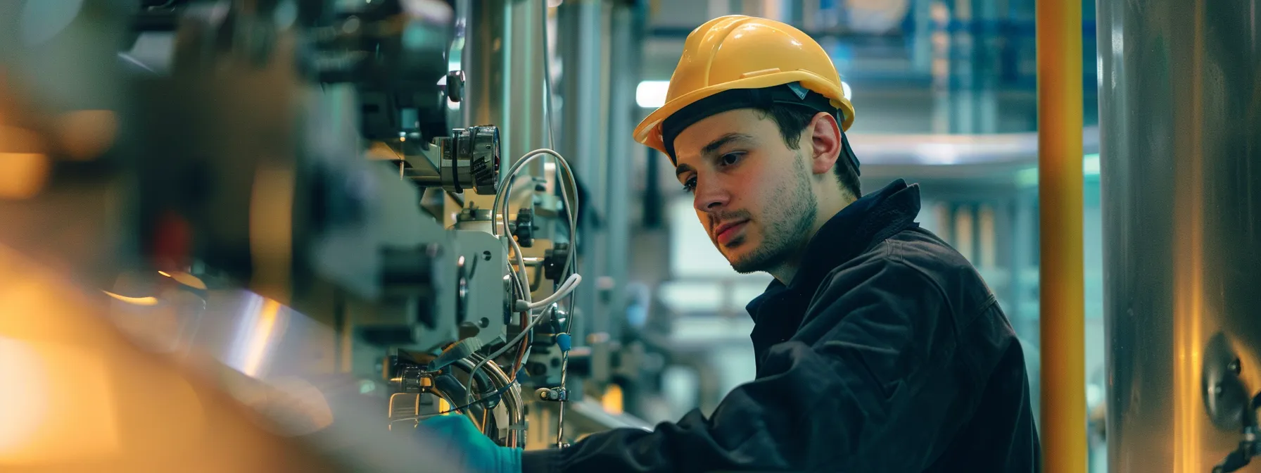 technician working on electrical connections in a dairy production automated feeding system.