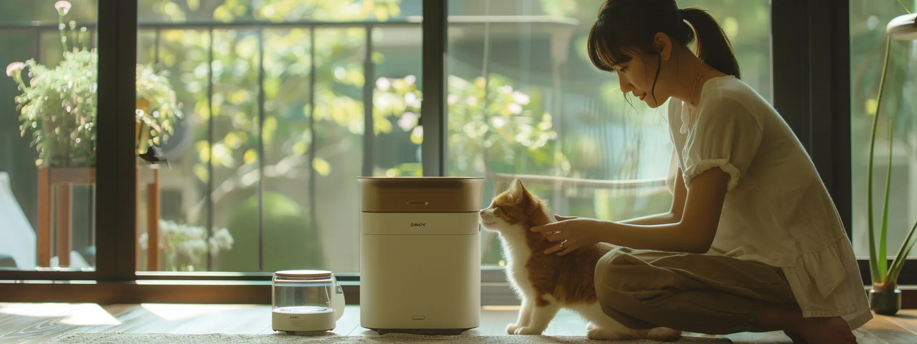 a person easily cleaning a smart feeder for their pet.