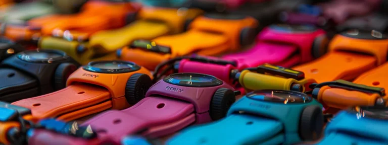 a colorful array of gps trackers designed for pet collars.