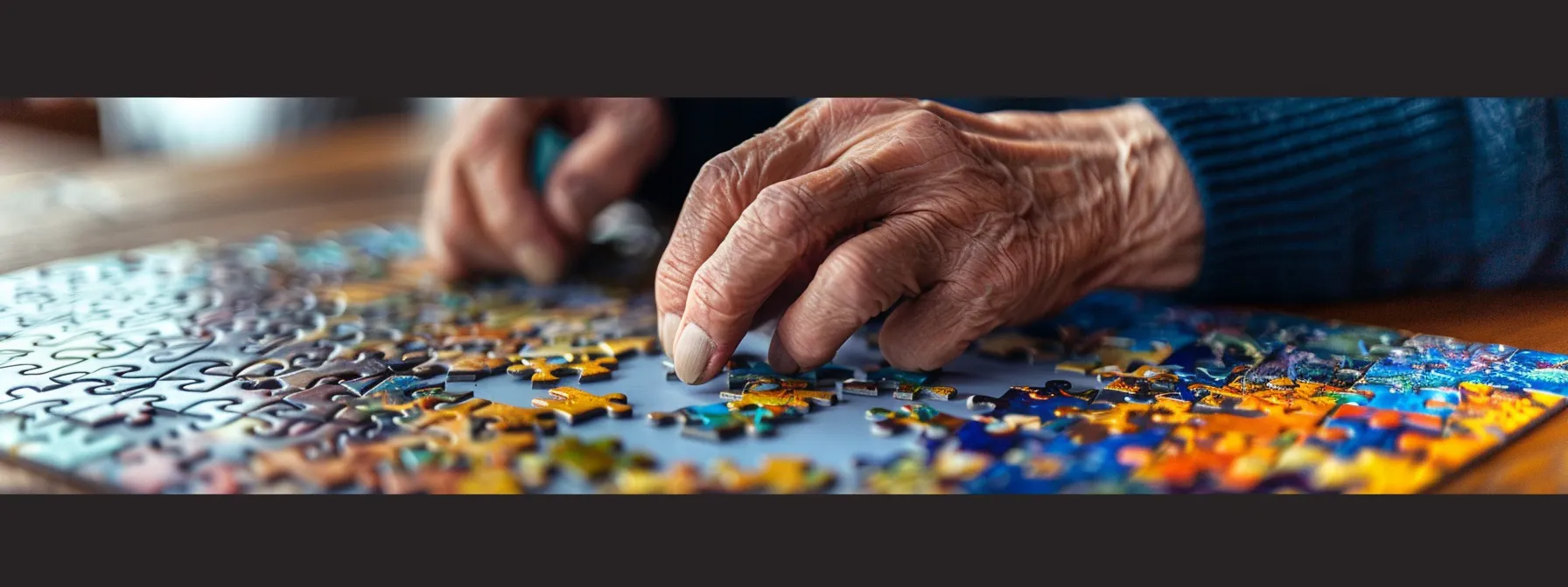 a person analyzing a complex puzzle with focus and determination.